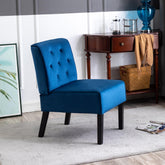 Venus 53" 2Piece Living Room Armless Button Tufted Pattern Accent Chair with Velvet Fabric and Premium High Density Foam Cushion, Dark Blue