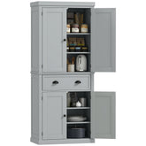 72.5" Kitchen Cabinet, Pantry Storage Cabinet with Doors and Shelves, Freestanding Food Pantry Cabinet, Gray