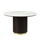 Helen Engineering Marble Top and Espresso Finish Around Dining Table