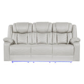 Cassandra Modern Contemporary LED Power Recliner Sofa including cup holders made with wood and metal frame in Beige
