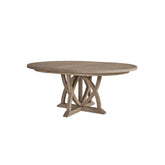 54" Round Dining Table with 18" Removable Leaf Expands 72" - Mindi Veneer