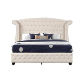Story Crystal Tufted Queen Bed Made with Wood in Cream