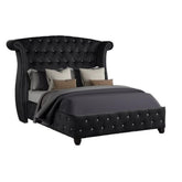 PROMETHEUS Crystal Tufted Full Bed Made with Wood in Black Color