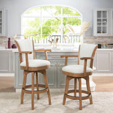 Apollo 27in Swivel Counter Height Bar Stool, White Pepper Stain Resistant High Performance Polyester