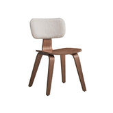 Poem White Boucle 7 Walnut Finish Side Chair (Set of 2)
