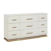 Cassandra 9-Drawer Dresser in Beige with Textured Finish and Gold Hardware (Mirror not included)