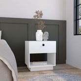 Artemis Drawer Nightstand 19"H with Open Storage Shelf, White
