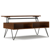 Nova 48 inch Wide Solid Wood Lift Top Coffee Table in Walnut Veneer