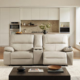 Nova 79" Modern Power Motion 3-Piece Reclining Loveseat Sofa with Cup Holders, Cream Taupe Beige