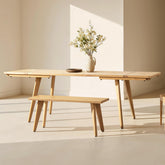 Prometheus 59-90.5" Solid Oak Wood 4-6 Seat Extendable Leaf Dining Table, Natural Brown Red Oak