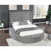 Cassandra King Size Tufted Storage Bed made with Wood in Gray