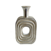 Diary Decorative Flower Vase, 22 Inch, Narrow Neck, Silver Resin Base