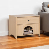Mid-Century Modern 1pc Side Table One Drawer Pet Friendly Natural Finish