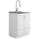 Gallery - 28" Laundry Cabinet with Faucet and Stainless Steel Sink - White
