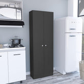 Valhalla Pantry Cabinet, Five Shelves, Double Door Cabinet -Black