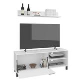 Hercules Tv Stand Two Doors, Open Shelves And Spacious Top Surface, Modern Entertainment Unit, White