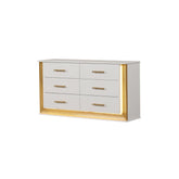 Epimetheus Contemporary Style 6-Drawer Dresser Made with Wood & Gold Finish(Includes Only dresser)