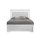 Iphigenia Upholstered Modern Style King Bed Made with LED Headboard & Wood in White
