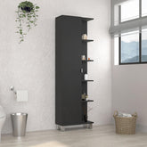 Iphigenia Mirror Linen Cabinet, Four Interior Shelves, Five External Shelves -Black