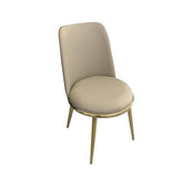 Gold And Taupe Finish Contemporary Style 2pc Side Chair Upholstered Round Chair Fabric Seat Dining Room