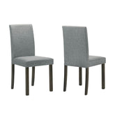 Cosmos Side Dining Chair Set of 4, Fabric Seating, Gray Brown Wood