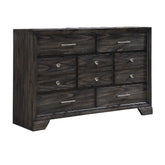 1pc Contemporary Dark Wood Grain Finish Metal Knobs Storage Drawers Dresser Wooden Gray