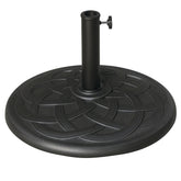 22" 42 lbs Round Resin Umbrella Base Stand Market Parasol Holder with Beautiful Decorative Pattern & Easy Setup, for Φ1.5", Φ1.89" Pole, for Lawn, Deck, Backyard, Garden, Bronze