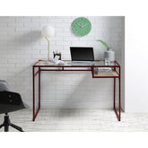 Star Glass Top & Red Finish Writing Desk