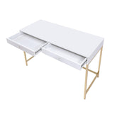 Astyanax White High Gloss & Gold Finish Writing Desk