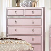 Contemporary Style Chest 1pc Mirror Trim Rose Gold Finish Bun Feet Felt Lined Top Drawers Bedroom Furniture