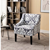 Versatile Upholstered Side Chair, Solid Wood Frame with Recessed Arms, Tapered Front Legs and Flared Back Legs, Foam & Sinuous Springs Cushioned Accent Chair for Entryway Bedroom Dining Room