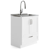 Melody - Deluxe 28" Laundry Cabinet with Pull-out Faucet and Stainless Steel Sink - Pure White