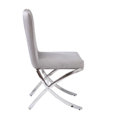 Quasar and Chrome Side Chairs with Metal X Shape Legs (Set of 2)