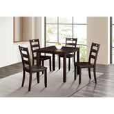 Transitional Style 5pc Dining Table Set 1x Table & 4x Chairs Square Dining Table Slat Back Chairs Espresso Finish