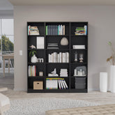 Crown 3 Piece Home Bookcase set, 60" Wide with 15 Shelves , Living Room Set Set Black