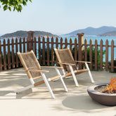 Hermes Adirondack Outdoor Lounge Chair Natural Beige All Weather Wicker