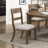 Contemporary Dining Side Chair 2pc Set Light Brown Finish Comfort Seat Upholstered Durable Classic Dining Furniture