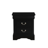Black Finish Traditional Bedroom Wooden Nightstand 1pc Louis Philippe Style Furniture Two Drawers Storage