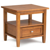 Warm Shaker Solid Wood 20 inch Wide Transitional End Table in Light Golden Brown