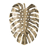 Mirage 25 Inch Metal Wall Hanging Decor, Monstera Leaf, Bright Gold Finish