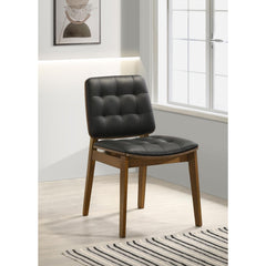 Black and Natural Walnut Tufted Back Side Chairs (Set of 2)