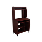 Polyxena cart computer cart utility cart with hutch shelves spice rack mobile on locking castors mahogany