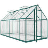 Polycarbonate Greenhouse with Swing Door and Two Adjustable Roof Vents, Aluminum Walk-in Greenhouse, 11x6 ft, Dark Green