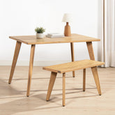 Prometheus 47-78.5" Solid Oak Wood 4-6 Seat Extendable Leaf Dining Table, Natural Brown Red Oak