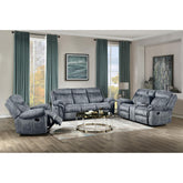 Haven Two Tone Gray Velvet 3PCS Recliner Living Room Set