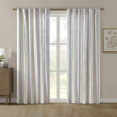 Celestia Printed Curtain Panel with Tufted Stripe and Lining White/Brown 50x84"