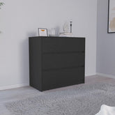 Aria Three Drawer Dresser, Pull Out Mechanism-Black