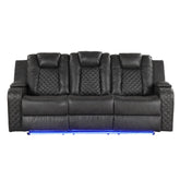 WALTZ LED & Power Reclining Sofa Made With Faux Leather in Gray