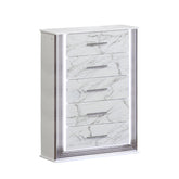 Diary Chest – Marble-Patterned Drawers with LED Side Panels and Metallic Trim for Spacious, Stylish Bedroom Organization