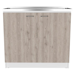 Theseus Rectangle 2-Door Utility Sink and Cabinet White and Light Gray